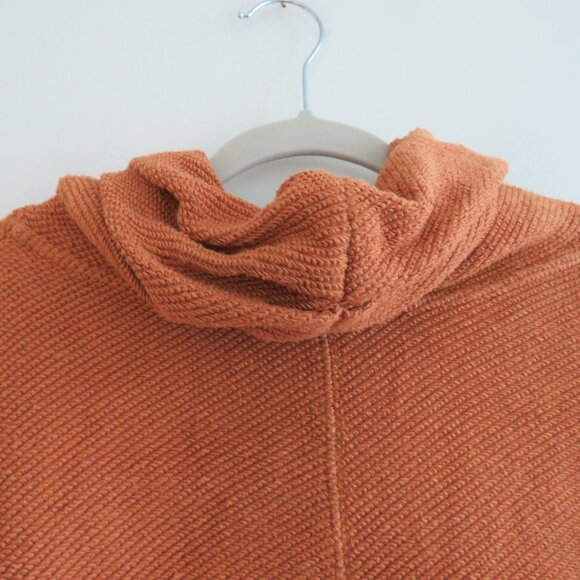 FREE PEOPLE Zoe Oversized Cowl Neck Pullover Gauze Trim Burnt Orange - Size M - Picture 13 of 16